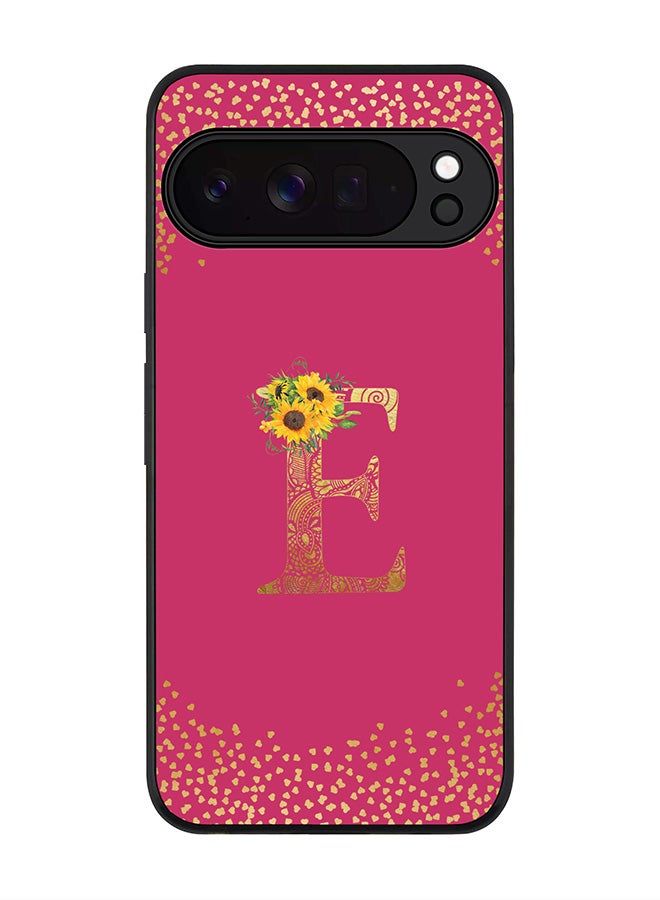 For Google Pixel 10 Pro XL Case,Slim fit Camera Protection, Shockproof Thin Phone cover  - Custom Floral Monogram - E ( Deep Pink )